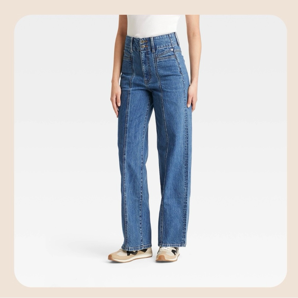 Universal Thread Women's High Rise Tailored Wide Leg Jeans Medium Wash Size 16 R